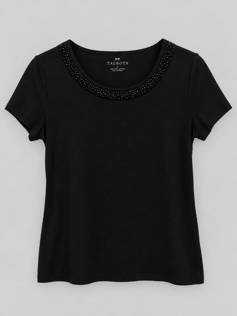 🖤 Talbots Black Embellished-Neck Top